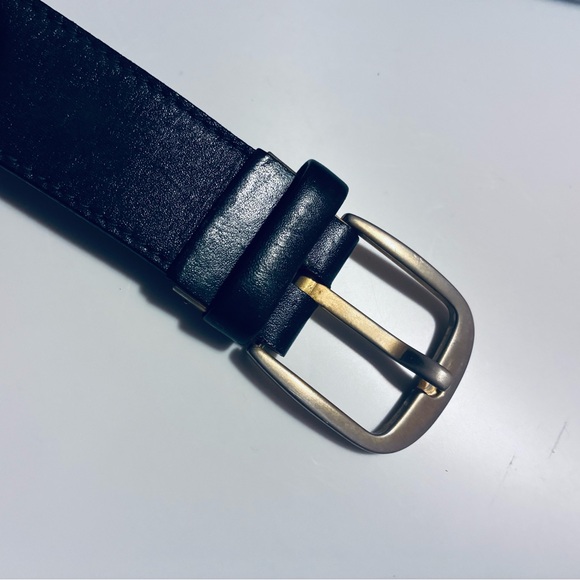 Vintage Dunhill Black Leather Belt 44” Gold Logo Plaque – Excellent Condition - Picture 5 of 9